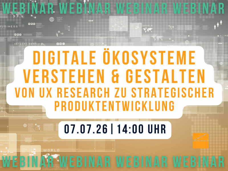 Webinar: Wenn die Mühlen langsam mahlen – und UX Research trotzdem wirkt Kostenfreies Webinar – 04.12.25 | 14:00-14:30 Uhr Webinar: Wenn die Mühlen langsam mahlen – und UX Research trotzdem wirkt Kostenfreies Webinar – 04.12.25 | 14:00-14:30 Uhr