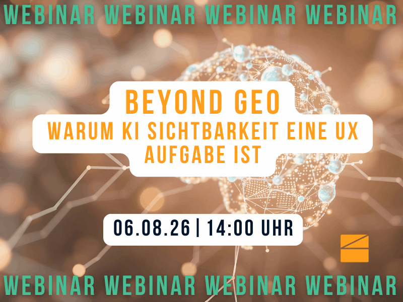 Webinar: Wenn die Mühlen langsam mahlen – und UX Research trotzdem wirkt Kostenfreies Webinar – 04.12.25 | 14:00-14:30 Uhr Webinar: Wenn die Mühlen langsam mahlen – und UX Research trotzdem wirkt Kostenfreies Webinar – 04.12.25 | 14:00-14:30 Uhr